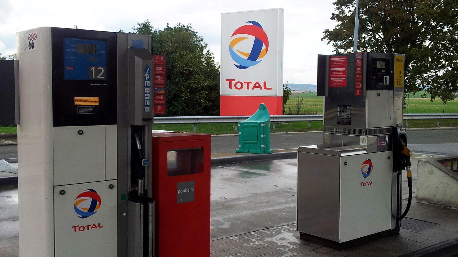 Free petrol pumps at a French Total petrol station